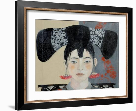 Qing Dynasty Woman with Butterfly, 2015-Susan Adams-Framed Giclee Print