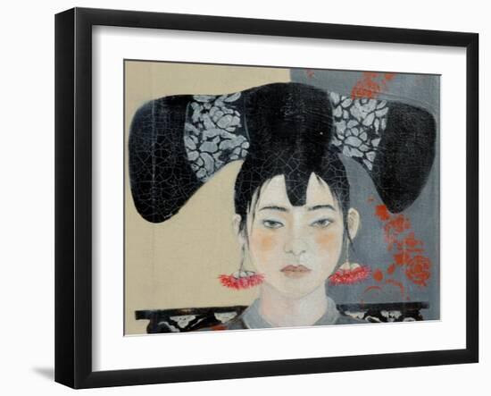 Qing Dynasty Woman with Butterfly, 2015-Susan Adams-Framed Giclee Print