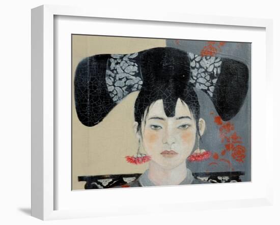 Qing Dynasty Woman with Butterfly, 2015-Susan Adams-Framed Giclee Print