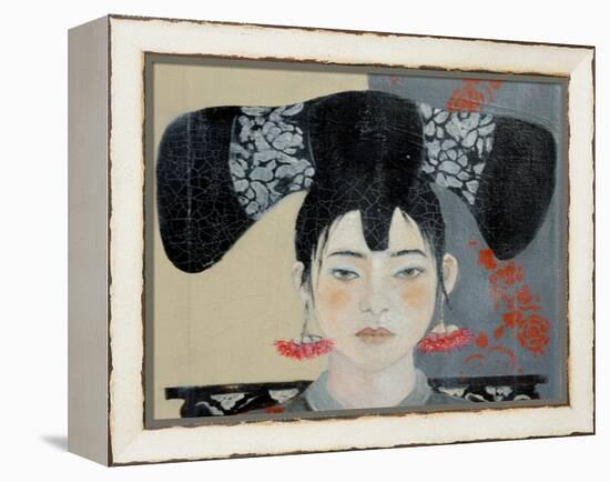 Qing Dynasty Woman with Butterfly, 2015-Susan Adams-Framed Premier Image Canvas