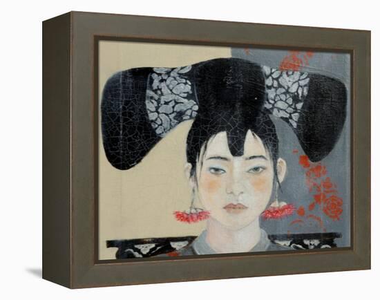 Qing Dynasty Woman with Butterfly, 2015-Susan Adams-Framed Premier Image Canvas