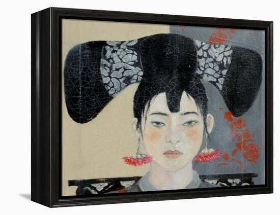 Qing Dynasty Woman with Butterfly, 2015-Susan Adams-Framed Premier Image Canvas