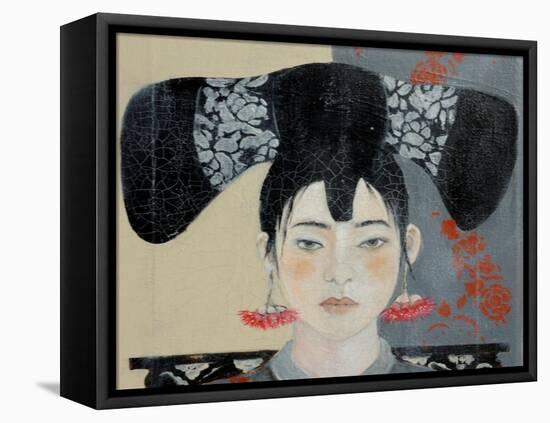 Qing Dynasty Woman with Butterfly, 2015-Susan Adams-Framed Premier Image Canvas