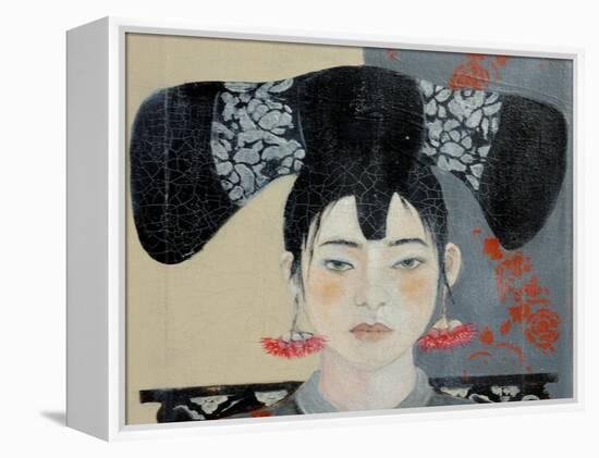 Qing Dynasty Woman with Butterfly, 2015-Susan Adams-Framed Premier Image Canvas