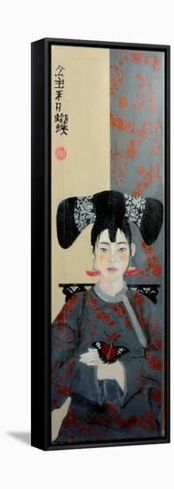 Qing Dynasty Women with Butterfly, 2015-Susan Adams-Framed Premier Image Canvas