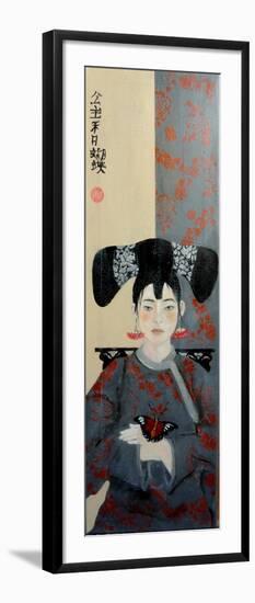 Qing Dynasty Women with Butterfly, 2015-Susan Adams-Framed Giclee Print