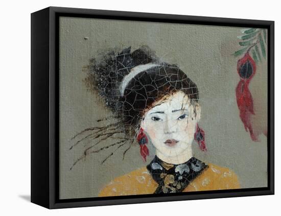 Qing Dynasty Women with Flowers, 2016 (Detail)-Susan Adams-Framed Premier Image Canvas