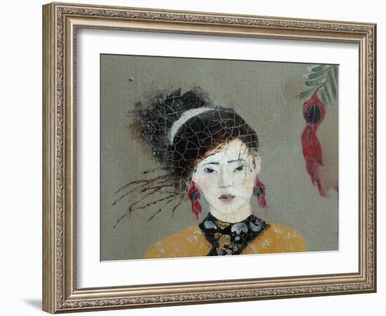 Qing Dynasty Women with Flowers, 2016 (Detail)-Susan Adams-Framed Giclee Print