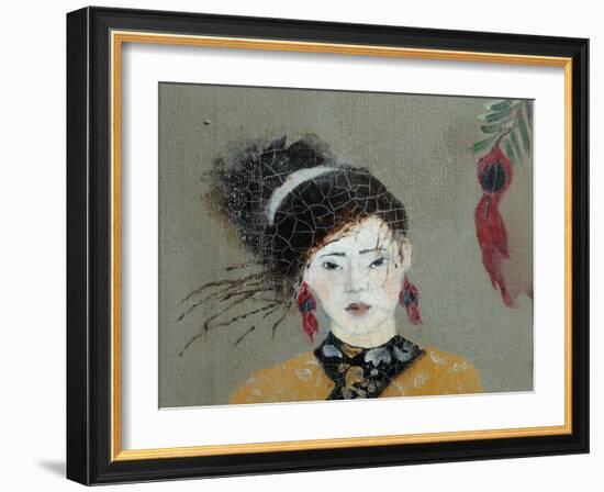 Qing Dynasty Women with Flowers, 2016 (Detail)-Susan Adams-Framed Giclee Print