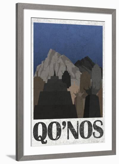 Qo'noS Retro Travel-null-Framed Art Print