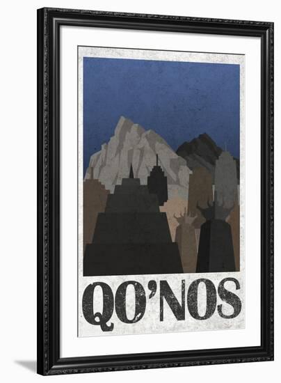 Qo'noS Retro Travel-null-Framed Art Print