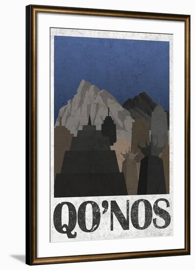 Qo'noS Retro Travel-null-Framed Art Print