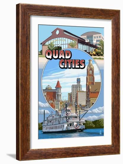 Quad Cities - Montage Scenes-Lantern Press-Framed Art Print