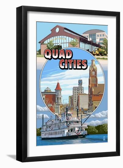 Quad Cities - Montage Scenes-Lantern Press-Framed Art Print