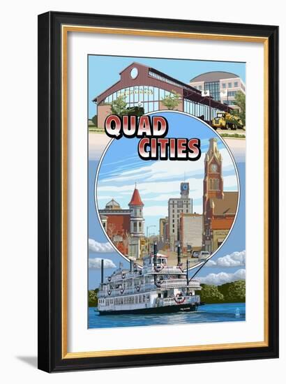 Quad Cities - Montage Scenes-Lantern Press-Framed Art Print