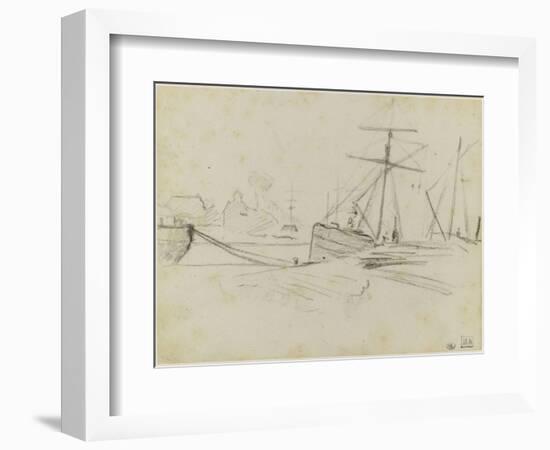 Quai avec bateaux amarrés-Paul Gauguin-Framed Giclee Print