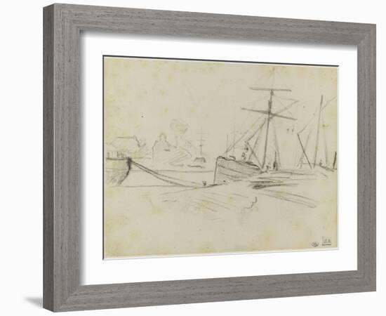 Quai avec bateaux amarrés-Paul Gauguin-Framed Giclee Print