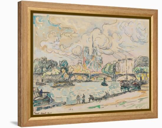 Quai D'austerlitz, 1910 (Gouache, Watercolour and Black Crayon on Paper)-Paul Signac-Framed Premier Image Canvas