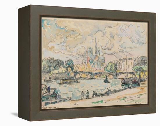 Quai D'austerlitz, 1910 (Gouache, Watercolour and Black Crayon on Paper)-Paul Signac-Framed Premier Image Canvas