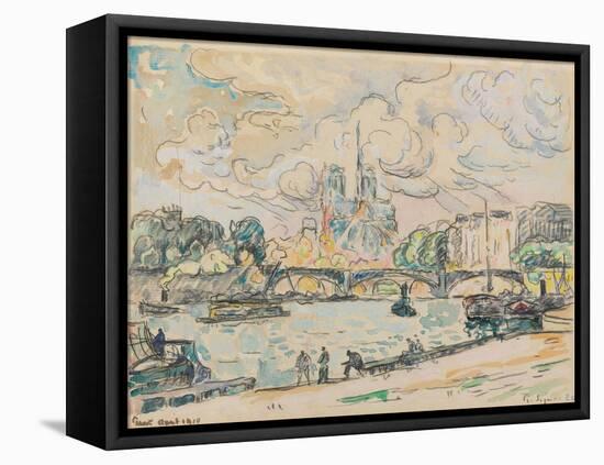 Quai D'austerlitz, 1910 (Gouache, Watercolour and Black Crayon on Paper)-Paul Signac-Framed Premier Image Canvas