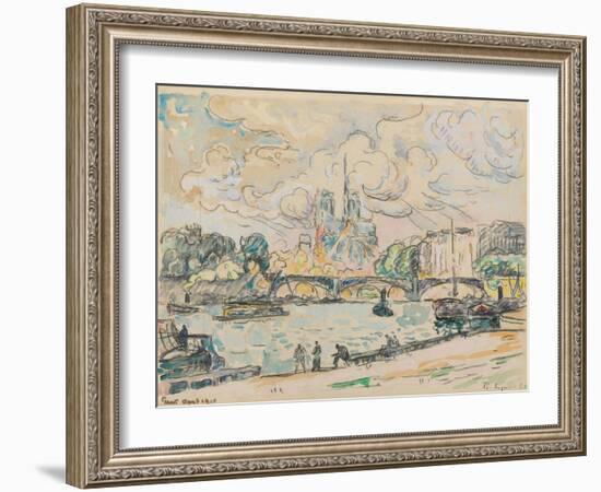 Quai D'austerlitz, 1910 (Gouache, Watercolour and Black Crayon on Paper)-Paul Signac-Framed Giclee Print