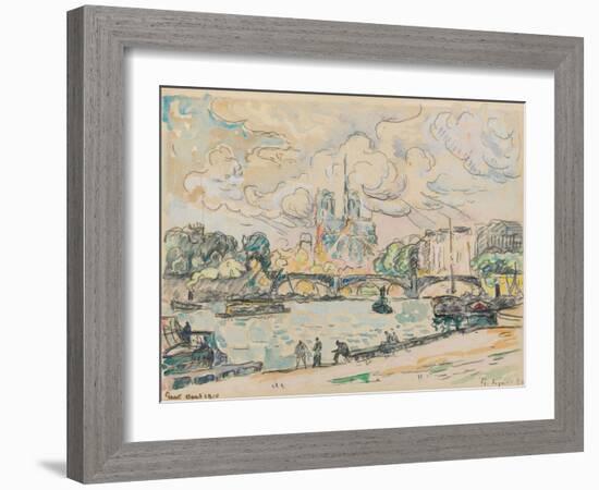 Quai D'austerlitz, 1910 (Gouache, Watercolour and Black Crayon on Paper)-Paul Signac-Framed Giclee Print