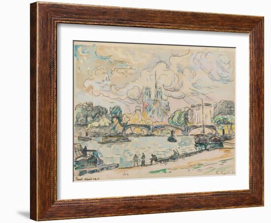 Quai D'austerlitz, 1910 (Gouache, Watercolour and Black Crayon on Paper)-Paul Signac-Framed Giclee Print