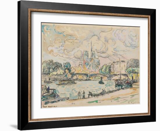 Quai D'austerlitz, 1910 (Gouache, Watercolour and Black Crayon on Paper)-Paul Signac-Framed Giclee Print
