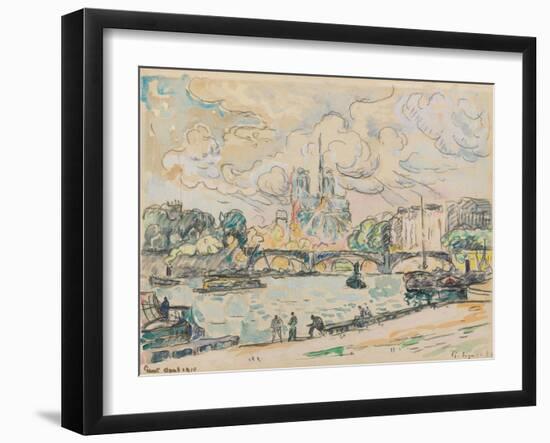 Quai D'austerlitz, 1910 (Gouache, Watercolour and Black Crayon on Paper)-Paul Signac-Framed Giclee Print