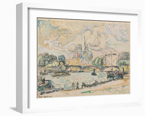 Quai D'austerlitz, 1910 (Gouache, Watercolour and Black Crayon on Paper)-Paul Signac-Framed Giclee Print