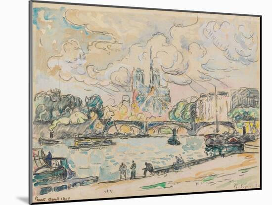 Quai D'austerlitz, 1910 (Gouache, Watercolour and Black Crayon on Paper)-Paul Signac-Mounted Giclee Print