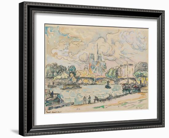 Quai D'austerlitz, 1910 (Gouache, Watercolour and Black Crayon on Paper)-Paul Signac-Framed Giclee Print