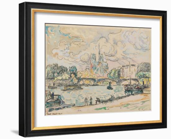 Quai D'austerlitz, 1910 (Gouache, Watercolour and Black Crayon on Paper)-Paul Signac-Framed Giclee Print