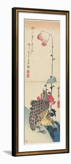 Quail and Poppies, 1830-1858-Utagawa Hiroshige-Framed Giclee Print