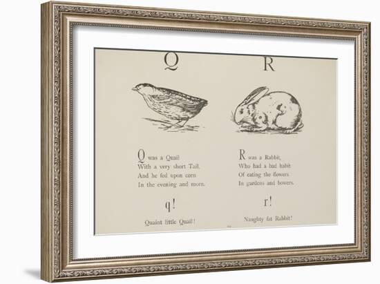 Quail and Rabbit Illustrations and Verse From Nonsense Alphabets by Edward Lear.-Edward Lear-Framed Giclee Print