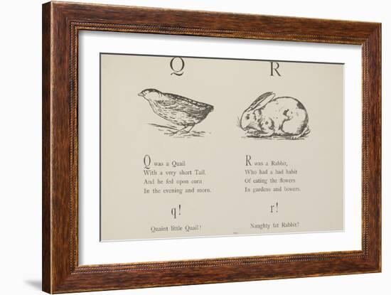 Quail and Rabbit Illustrations and Verse From Nonsense Alphabets by Edward Lear.-Edward Lear-Framed Giclee Print