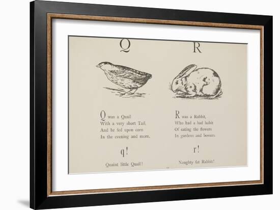 Quail and Rabbit Illustrations and Verse From Nonsense Alphabets by Edward Lear.-Edward Lear-Framed Giclee Print