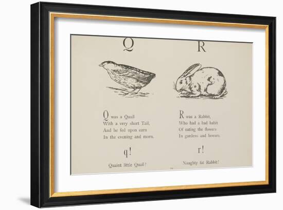 Quail and Rabbit Illustrations and Verse From Nonsense Alphabets by Edward Lear.-Edward Lear-Framed Giclee Print