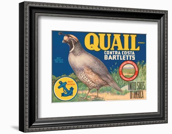 Quail Brand Contra Costa Bartletts-null-Framed Art Print