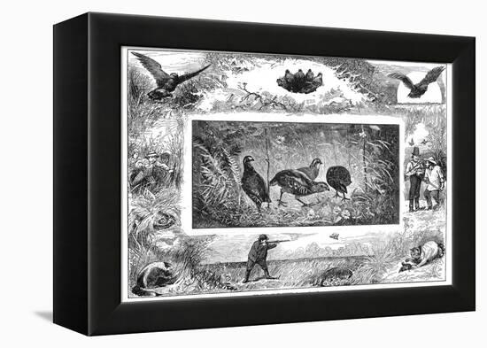 Quail Hunting, 1880-null-Framed Premier Image Canvas