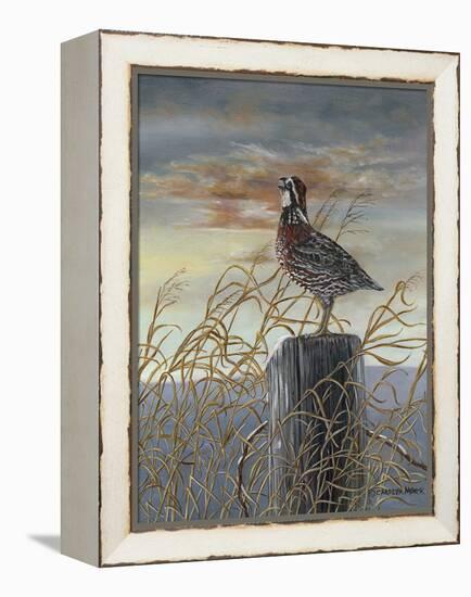 Quail on a Post-Carolyn Mock-Framed Stretched Canvas