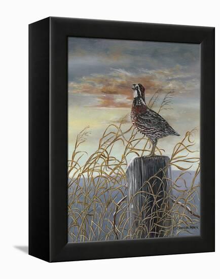 Quail on a Post-Carolyn Mock-Framed Stretched Canvas