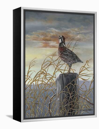 Quail on a Post-Carolyn Mock-Framed Stretched Canvas