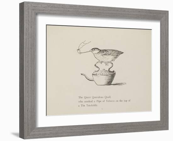 Quail Perched On Teapot, Smoking a Pipe From a Collection Of Poems and Songs by Edward Lear-Edward Lear-Framed Giclee Print