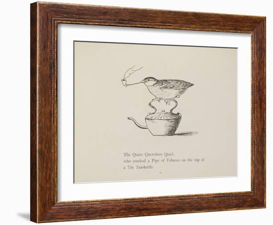 Quail Perched On Teapot, Smoking a Pipe From a Collection Of Poems and Songs by Edward Lear-Edward Lear-Framed Giclee Print