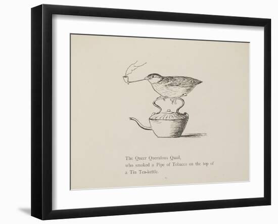 Quail Perched On Teapot, Smoking a Pipe From a Collection Of Poems and Songs by Edward Lear-Edward Lear-Framed Giclee Print
