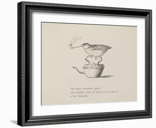 Quail Perched On Teapot, Smoking a Pipe From a Collection Of Poems and Songs by Edward Lear-Edward Lear-Framed Giclee Print