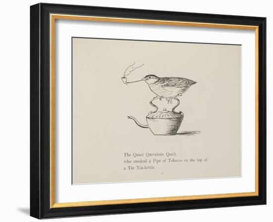 Quail Perched On Teapot, Smoking a Pipe From a Collection Of Poems and Songs by Edward Lear-Edward Lear-Framed Giclee Print