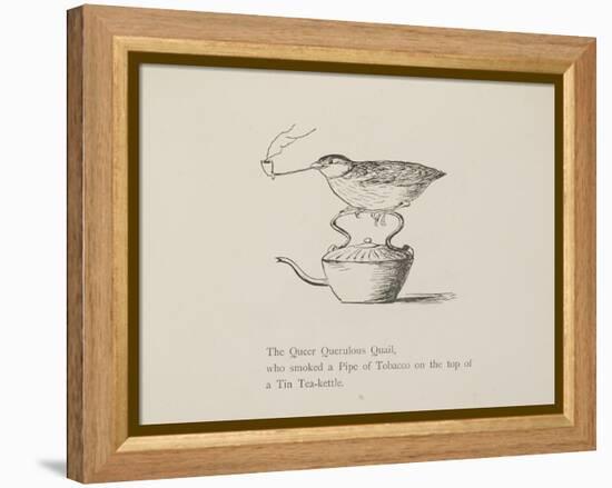 Quail Perched On Teapot, Smoking a Pipe From a Collection Of Poems and Songs by Edward Lear-Edward Lear-Framed Premier Image Canvas