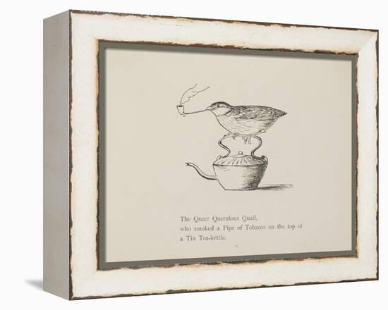 Quail Perched On Teapot, Smoking a Pipe From a Collection Of Poems and Songs by Edward Lear-Edward Lear-Framed Premier Image Canvas